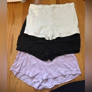 SHEIN EZwear 3pcs Rib-knit Shorts PURPLE/BLACK/WHITE